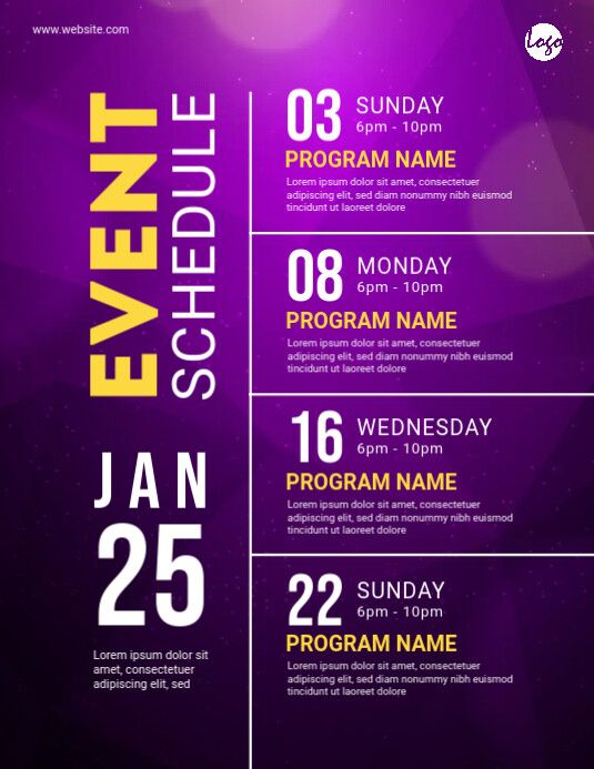 Event Schedule Design Template